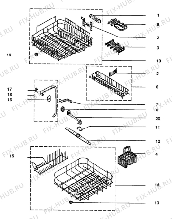 Взрыв-схема посудомоечной машины Electrolux ESI680X - Схема узла Baskets, tubes 061
